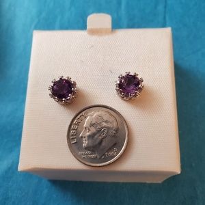 Simulated sapphire earrings set in silver